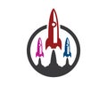 Simple cute detail vector illustration of rocket space shuttle on launch