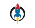 Simple cute detail vector illustration of rocket space shuttle on launch
