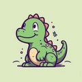 Simple and Cute Dinosaur Outline on Clear Background .