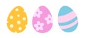 Simple cute Easter egg clipart set. Cute patterned Easter eggs flat vector. Royalty Free Stock Photo