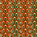 Simple cute geometrical flower pattern in small flowers on an orange background