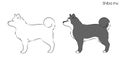 Simple and cute hand drawn line art illustration of Shiba Inu in side view