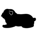 Simple and cute illustration of Bulldog lying down in silhouette