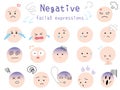 Simple and cute negative facial expression icon set. Colored flat design illustration Royalty Free Stock Photo