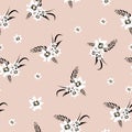 Simple cute pattern with small white flowerson pastel pink