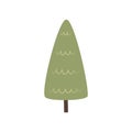 Simple cute pine tree. Doodle flat element of forest, garden or farm. Green plant Royalty Free Stock Photo