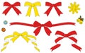 Simple and cute ribbon set (red and yellow Royalty Free Stock Photo