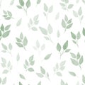 Simple and cute watercolor floral seamless pattern. Spring branches and leaves. Royalty Free Stock Photo