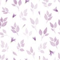 Simple and cute watercolor floral seamless pattern. Spring branches and leaves. Royalty Free Stock Photo