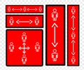 Simple Cutting Sticker, Vector Square Warning, physical or social distance, Prevention from Covid-19 virus pandemic transmission