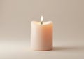 A simple, cylindrical wax candle with Royalty Free Stock Photo