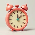 Simple 3D alarm clock object. The clock face shows time passing, suggesting punctuality and deadlines. Its bright color makes it Royalty Free Stock Photo