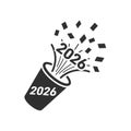 Confetti popper 2026 minimal 2D flat vector icon Royalty Free Stock Photo