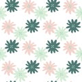 Simple daisies flowers seamless pattern on white background. Chamomiles floral endless wallpaper Royalty Free Stock Photo