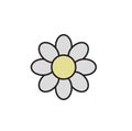 Simple daisy chamomile. Camomile icon. Cartoon design icon. Flat vector illustration. Isolated on white background.