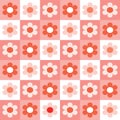 Simple daisy vector design on coral background.