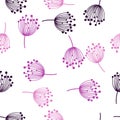 Simple dandelion silhouette seamless pattern. Blowball botanical background. Abstract floral wallpaper
