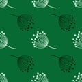 Simple dandelion silhouette seamless pattern. Blowball botanical background. Abstract floral wallpaper