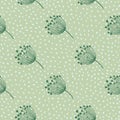 Simple dandelion silhouette seamless pattern. Blowball botanical background. Abstract floral wallpaper