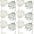 Simple dandelion silhouette seamless pattern. Blowball botanical background. Abstract floral wallpaper Royalty Free Stock Photo