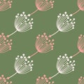 Simple dandelion silhouette seamless pattern. Blowball botanical background. Abstract floral wallpaper Royalty Free Stock Photo