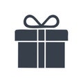 Simple dark blue gift box icon with ribbon and bow, isolated on white Royalty Free Stock Photo