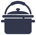 Simple dark blue silhouette of a pot with a lid and handles isolated on white Royalty Free Stock Photo
