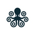 Simple dark blue stylized octopus illustration graphic design element perfect for various creative applications Royalty Free Stock Photo
