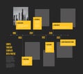 Simple dark minimalistic horizontal photo timeline template with yellow accent