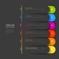 Simple dark vertical infographic timeline template made from white rounded paper stripes on one side Royalty Free Stock Photo