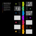 Simple dark vertical timeline process infographic with color blocks and photo placeholders
