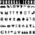 Simple death and funeral icons set