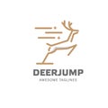 Simple deer jump linear logo
