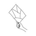 Simple delicate book or paper icon in female hand