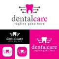 Simple dental care logo. Creative concept, teeth treatment. Minimalistic Vector Illustration. Modern logotype Royalty Free Stock Photo