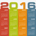 Simple design calendar 2016 year vector design template.