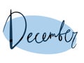 simple design element lettering hand style month december winter on blue background black letters for ballet journal calendar Royalty Free Stock Photo