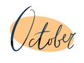 simple design element lettering handwritten autumn months october on a light gentle orange background for printing media ballet