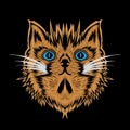 Simple design of illustration head cat on black background