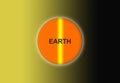 A simple design illustration of an orange and yellow planet Earth vector, illustration split into two halves. Royalty Free Stock Photo