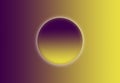 A simple design illustration of a yellow purple planet and a halo behind it.