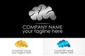 Cloud brain metal logo