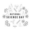 simple design national science day with line science element symbol