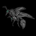 Simple design of wasp on black background
