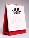 Simple desk calendar 2019 - July Royalty Free Stock Photo