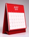 Simple desk calendar 2019 - July Royalty Free Stock Photo