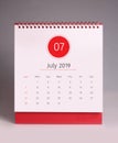 Simple desk calendar 2019 - July Royalty Free Stock Photo