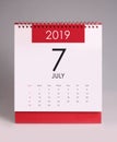 Simple desk calendar 2019 - July Royalty Free Stock Photo
