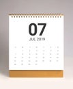 Simple desk calendar 2019 - July Royalty Free Stock Photo
