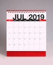 Simple desk calendar 2019 - July